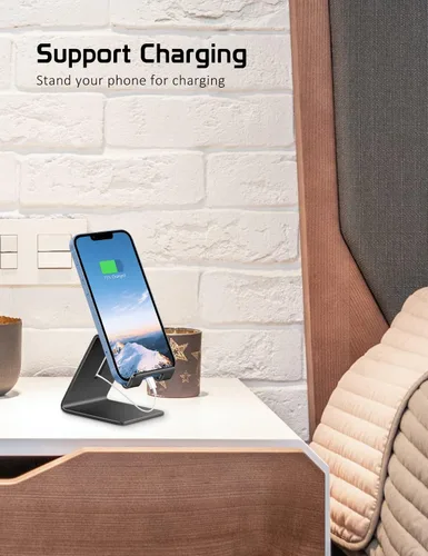 Vista 2 de Soporte para Teléfono, Soporte para Teléfono de Aluminio para iPhone 16 15 14 13 12 11 X 8 7 6 Plus 5, Tableta, Samsung, Huawei, Adecuado para Todos