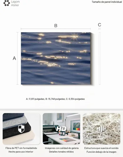 Vista 7 de Paneles acústicos para paredes, paneles de arte, absorbentes de sonido, 12 Polar Shimmer