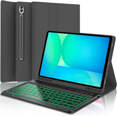 Vista 21 de Funda con teclado para Samsung Galaxy Tab A11 Plus / A9 Plus de 11 pulgadas, con retroiluminación Bluetooth A9+ con soporte para bolígrafo S