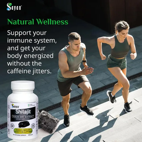 Vista 6 de Sayan Shilajit 90 cápsulas/440 mg ea.- Suplemento orgánico con alto contenido de ácido fúlvico para apoyar tu sistema inmunológico, reforzar
