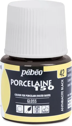 Vista 12 de Pebeo Porcelaine 150 - Pintura para porcelana de alto brillo a base de agua, botella de 45 ml - Negro abismo