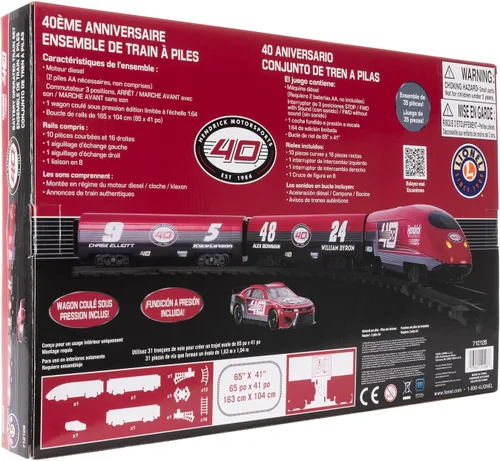 Vista 4 de Lionel NASCAR Hendrick Motorsports - Juego de tren para el 40 aniversario – Motor diésel a batería listo para jugar con 1:64 fundido a presión