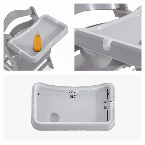 Vista 6 de hauck Alpha Bandeja de mesa antideslizante extraíble para silla alta con profundidad ajustable, compatible con crecimiento de madera Alpha+ y Beta+