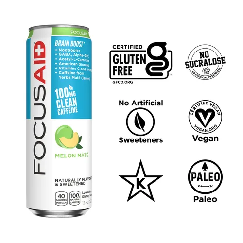 Vista 9 de FOCUSAID Energy Blend Bebida nootrópicos para combustible cerebral Alpha-GPC, GABA, complejo B, yerba mate, té verde 100% limpio 100 mg