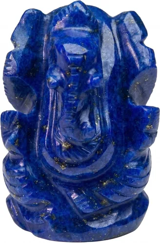 Vista 15 de Escultura de ganesha con piedra preciosa de ágata negra natural, signo de éxito y buena suerte.
