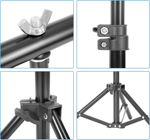 Vista 4 de Meking Soporte de fondo para fotos en forma de T, 4 x 6.5 pies/3.9 x 6.6 ft, sistema de soporte de fondo portátil con 2 abrazaderas de resorte
