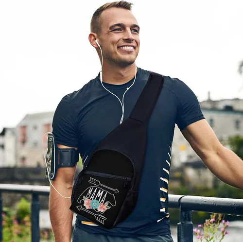 Vista 5 de Mama Bear - Mochila cruzada para el hombro, mochila de viaje, senderismo, mochila casual para el pecho para mujeres y hombres, talla única