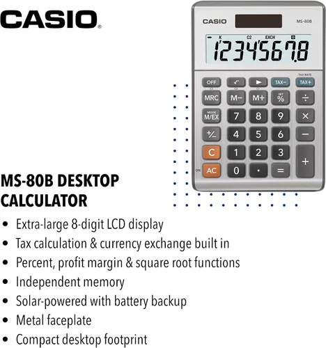Vista 8 de Calculadora de escritorio Casio MS-80B de funciones estándar