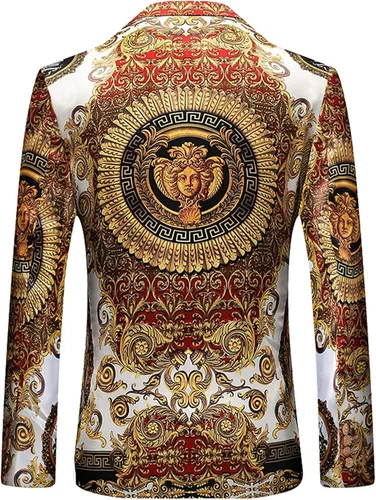Vista 4 de Chaqueta de traje para hombre, chaqueta deportiva de negocios, chaqueta de esmoquin floral, traje bordado con solapa para fiesta