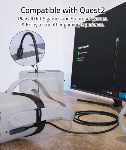 Vista 8 de Syntech Estuche rígido grande con cable de enlace de 16 pies16.4 ft compatible con OculusMeta Quest2