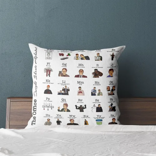 Vista 3 de Tuilia Funny The Office Dwight Schrute - Funda de almohada con tema del alfabeto, bonita funda de almohada de lino, decoración del hogar, regalos