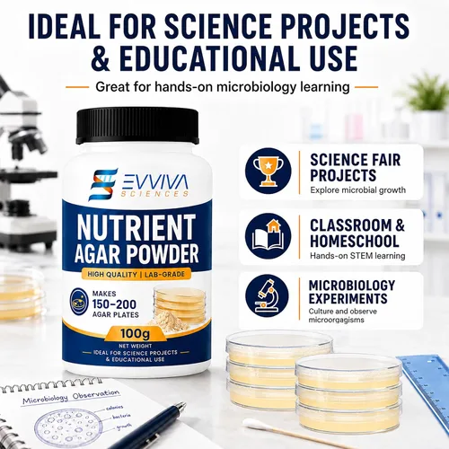 Vista 7 de Polvo de agar nutritivo de 3.53 oz – Evviva Sciences – Hace más de 150 a 200 platos de agar Petri – Fácil de usar – Grandes proyectos de feria
