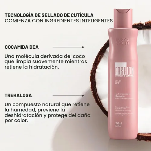 Vista 4 de Fashion Gold Ybera Paris Protect & Control Champú sin sulfato, 10.1 fl oz