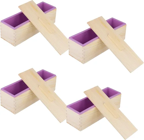 Vista 12 de Kit de jabón de silicona de 47 onzas, 3 piezas de jabón de silicona rectangular verde con 3 cajas de madera y 3 tapas, suministros de bricolaje