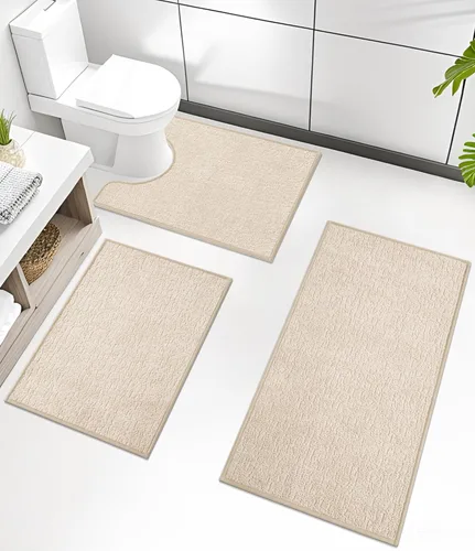 Vista 65 de Chakme Juego de 2 alfombras de baño ultrafinas, absorbentes, antideslizantes, lavables a máquina, color negro, 17 x 24 pulgadas / 17 x 30 pulgadas