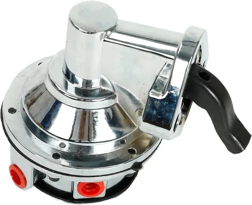 Vista 4 de Bomba de combustible mecánica cromada con accesorios compatibles para SBC Chevy 265 283 305 307 327 350 400 409