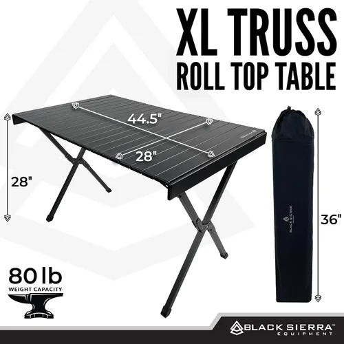 Vista 2 de Black Sierra XL - Mesa de camping portátil plegable, mesa ligera para uso en interiores y exteriores, para picnic y fiesta de campo, bolsa