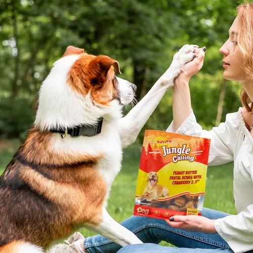Vista 9 de Jungle Calling - Golosinas para perros con mantequilla de maní, huesos sin cuero crudo para perros pequeños Easy to Digest, Dental Puppy Chews
