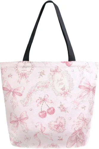 Vista 17 de Bolsa de comestibles de lona de cereza japonesa Bolso de libro casual de hombro