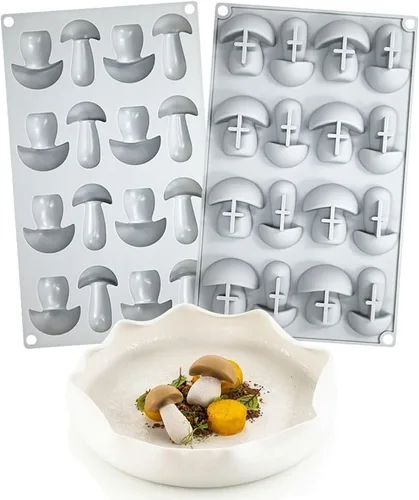 Vista 9 de Katutude Moldes de silicona de hongos 3D de 16 cavidades para hornear, chocolate, dulces, fondant, jabón, cubitos de hielo, fabricación de velas