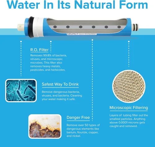 Vista 4 de 5 etapas de ósmosis inversa y desionización (RODI) Sistema de filtro de agua de arrecife de acuario - 100 GPD Purificador de agua para pecera