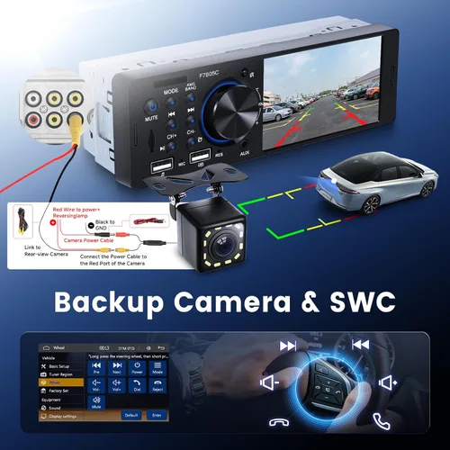 Vista 6 de Estéreo de automóvil de un solo DIN con CarPlay Android Auto, pantalla táctil receptor de audio para automóvil con Bluetooth 1 Din, Driauto 4