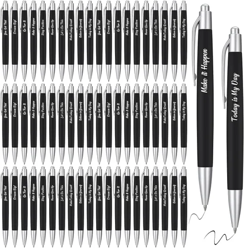 Vista 8 de Yeaqee 100 bolígrafos inspiradores de tinta metálica con cita motivacional para compañeros de trabajo, equipo de oficina, regalos de agradecimiento
