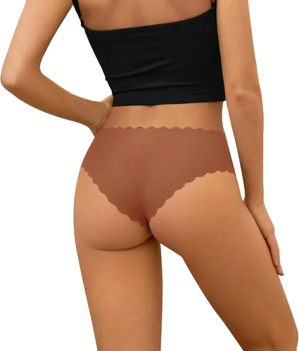 Vista 3 de DEANGELMON Bikinis sin costuras para mujer, ropa interior invisible que no se ve, hipster, elástico, paquete múltiple