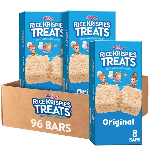 Vista 13 de Rice Krispies Treats Crispy Marshmallow Squares, caja de aperitivos para niños, barras de cereales, original (paquete de 108)