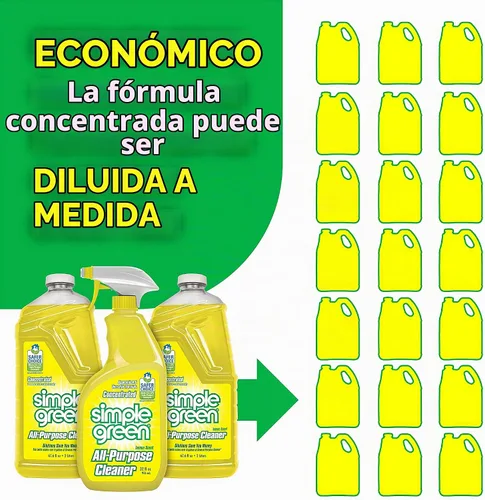 Vista 7 de Simple Green AllPurpose Cleaner - Limpiador multiusos, espray y recarga, verde, juego de 3 piezas, limón, 1 unidad