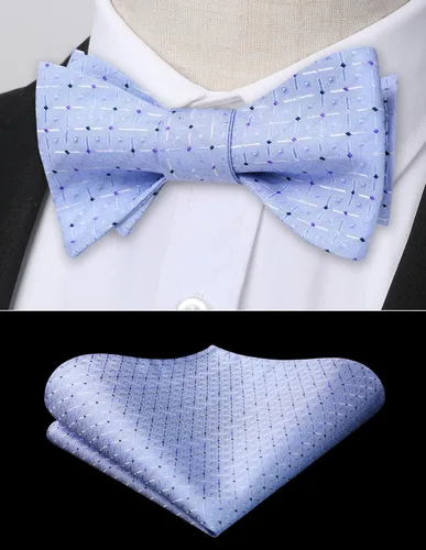 Vista 116 de HISDERN Pajaritas para hombre, diseño de lunares, corbatín y bolsillo cuadrado, clásico, esmoquin de negocios, boda, pajaritas, pañuelo