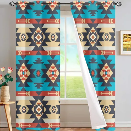 Vista 34 de ZFRXIGN Cortinas opacas para ventana de caballo azteca occidental, 63 pulgadas de largo, para cuarto de bebé, sala de estar, dormitorio, 2 paneles