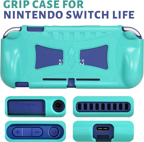 Vista 4 de CoBak Carrying Case for Nintendo Switch Lite - with 1 Screen Protector, 1 Grip Case and 4 Thumb Grip Caps, Ultra Slim Premium EVA Travel Pouch