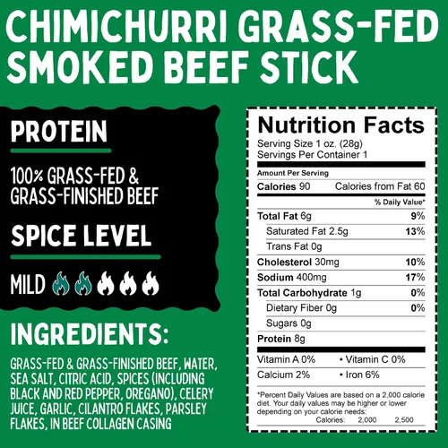 Vista 5 de Palitos de carne de 7 sabores variados. Sin nitratos añadidos, gluten, soja, MSG, lácteos, frutos secos. 5 sabores de carne alimentada con pasto, 1