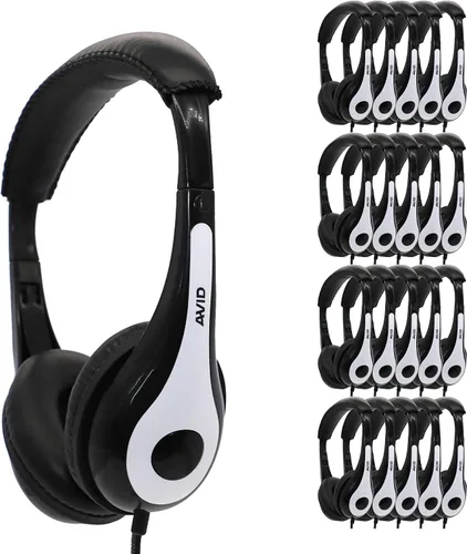 Vista 10 de Avid Productos AE-35 Auriculares personales blancos para el aula con enchufe de 0.138 in, sin micrófono (paquete de 12)