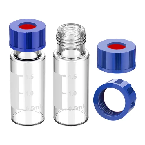 Vista 16 de Membrane Solutions Viales de muestreo automático, viales de HPLC de 0.1 fl oz, viales de ámbar de laboratorio 9-425 con punto de escritura