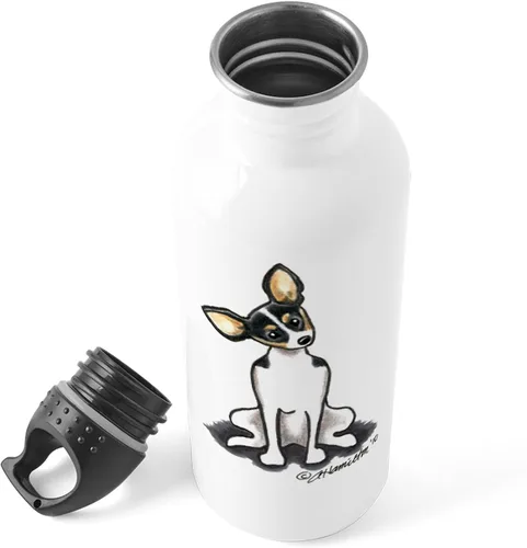 Vista 4 de CafePress Rat Terrier Sit Pretty - Botella de agua (acero inoxidable, 1 botella de agua de 1,0 L)