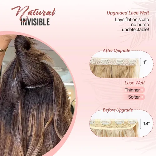 Vista 4 de Extensiones de cabello con clip, extensiones de cabello sintético ondulado de 14 pulgadas con clip (color: 22H10#)