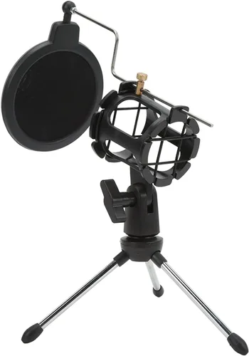 Vista 9 de Zopsc Soporte universal para micrófono a prueba de golpes, kit de soporte de filtro de micrófono plegable para estudio de grabación, transmisión
