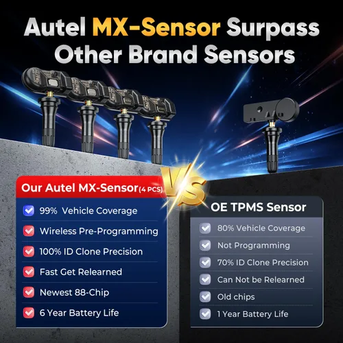 Vista 7 de Autel TPMS - Juego de 4 sensores MX-Sensor 2 en 1 315 MHz+433 MHz