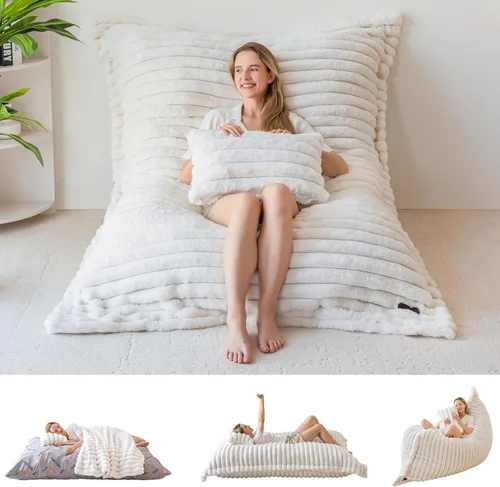 Vista 14 de MAXYOYO Puf gigante con almohada, silla convertible 3 en 1 Gris ceniza