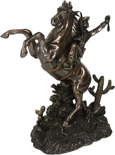 Vista 6 de Ebros Gift Western Desert Giddy Up Rodeo Cowboy en cría de caballo con lazo Figurita Viejo Mundo Wild West Cowboys Estatua de acento de temática