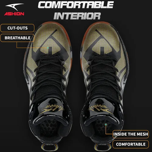 Vista 6 de ASHION Zapatos deportivos de baloncesto para hombre, ligeros, transpirables, antideslizantes, para correr, caminar, medios, tenis deportivos