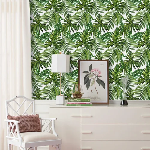 Vista 2 de Papel Tapiz Tropical Despegar y Pegar Papel de Contacto de Selva 17.7 pulgadas x 118.1 pulgadas Papel de Contacto de Hoja de Palma Despegar y Pegar