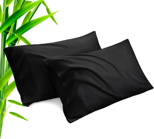 Vista 14 de Fundas de almohada tamaño estándar paquete de 2, fundas de almohada de rayón de bambú refrescantes con cierre de sobre, fundas de almohada frescas