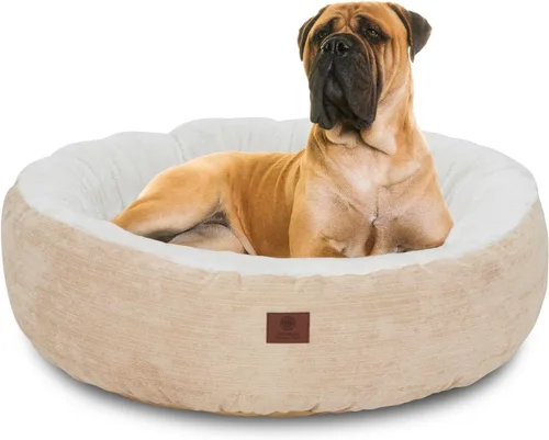 Vista 16 de AMERICAN KENNEL CLUB Cama redonda de tela Mason de 23 pulgadas para mascotas, elegante cama lavable para perros con parte inferior antideslizante