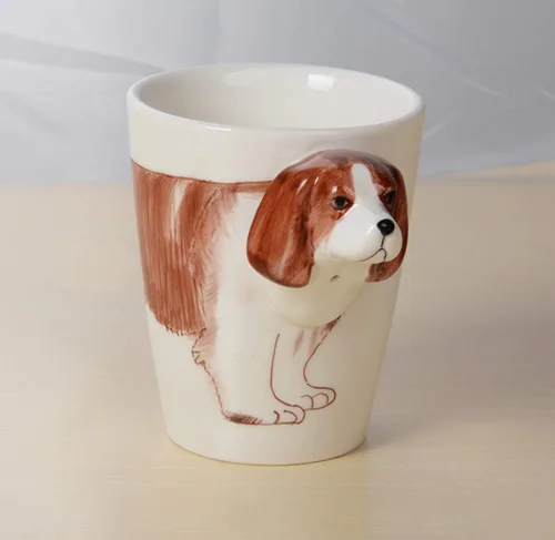 Vista 2 de Taza de cerámica de animales pintados a mano (13.66oz) (Beagle)
