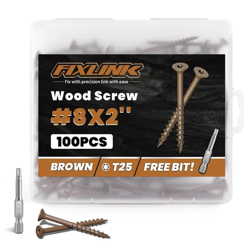 Vista 12 de Tornillos de madera de 1 pulgada, tornillos de cubierta FIXLINK #8 x 1, 150 piezas, con revestimiento epoxi, T25 Star Bit con revestimiento