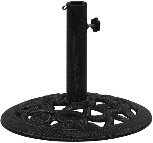 Vista 13 de Cast Iron Umbrella Base with Floral Design, Heavy Duty Black Umbrella Base for Patio and Balcony Stability