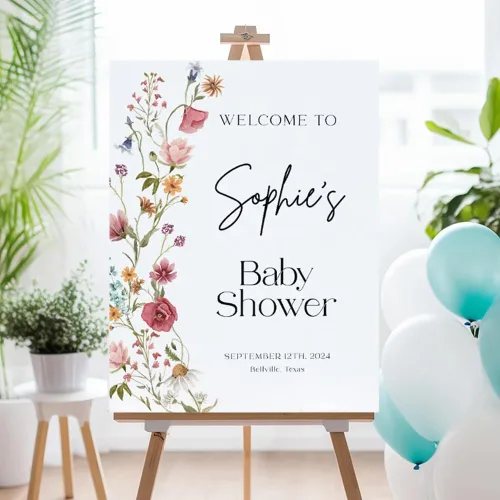 Vista 2 de Letrero de bienvenida personalizado para baby shower, letrero de bienvenida para baby shower con osito de peluche, póster personalizado de osito